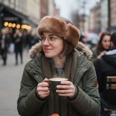 Authentic Unisex Real Sheepskin Shearling Leather Beanie Hat with Fur – Warm Winter Aviator Ushanka hat (Beanie-Toscana)