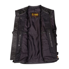 Premium Men’s Motorcycle Concealed Carry Leather Vest – Adjustable Ventalted