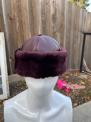 Authentic Unisex Real Sheepskin Shearling Leather Beanie Hat with Fur – Warm Winter Aviator Ushanka hat (Beanie-Bur)