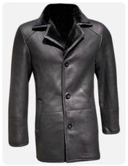 Men’s Real Sheepskin Shearling Leather Trench Coat – Premium Genuine Fur Lined Outerwear (Mark-B)