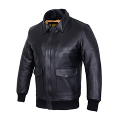 Men’s Genuine Cowhide Leather Aviator Jacket – Vintage Pilot Style (Charlie-C)