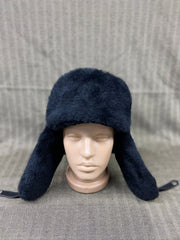 Authentic Unisex Real Sheepskin Shearling Leather Trapper Hat with Fur – Warm Winter Aviator Ushanka hat (Snap-Black)