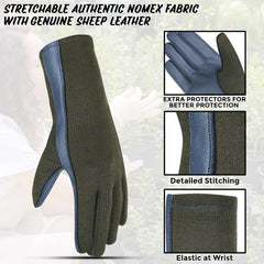 Aviator-G Gloves - Nomex Flight Multipurpose Black Leather Gloves for Men and Women