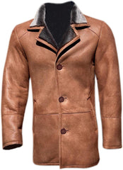 Men’s Real Sheepskin Shearling Leather Trench Coat – Premium Genuine Fur Lined Outerwear (Mark-G))